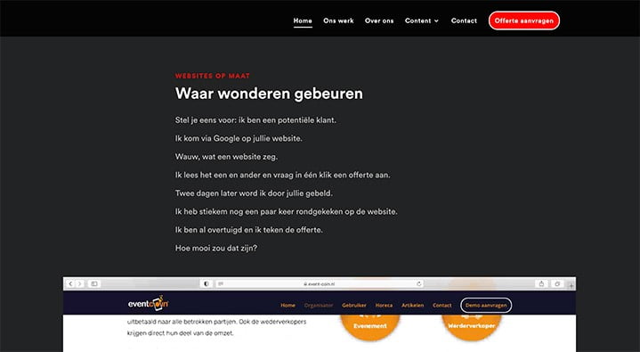 Probleemstelling bij een winstgevende website