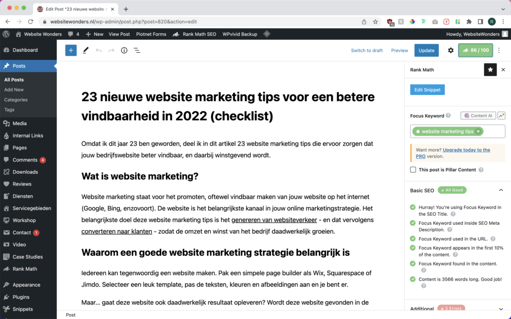 Website optimalisatie kosten - on page SEO